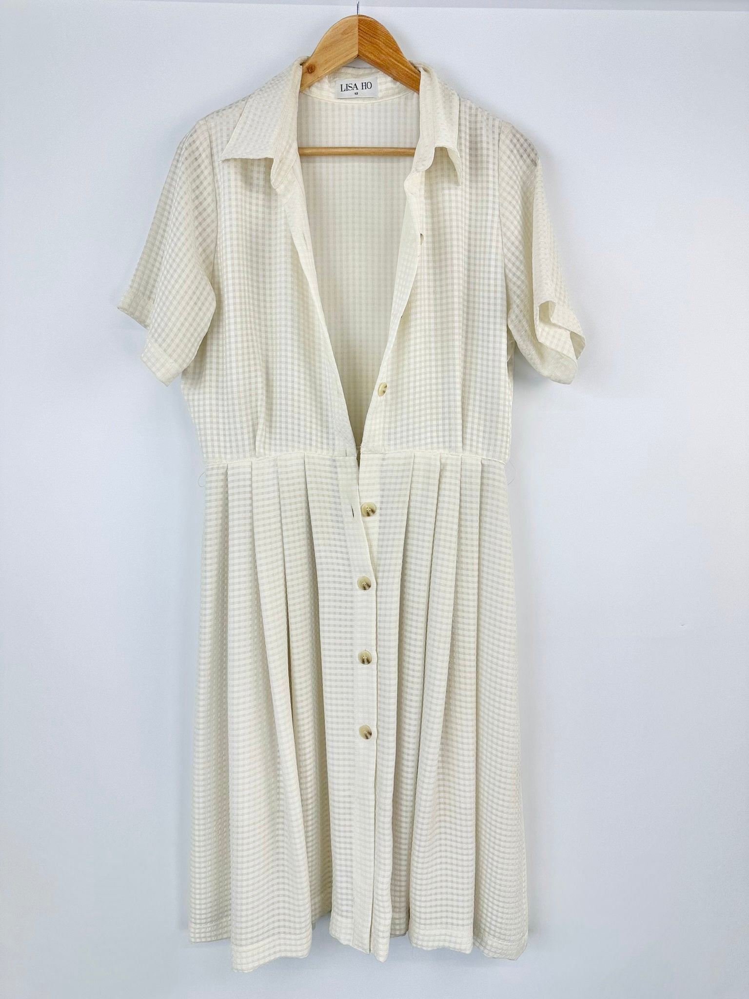 MFW Vintage Lisa Ho White Waffle Fabric Dress - AU12