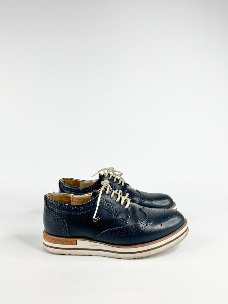Ferrioni Navy Blue Brogue Lace Ups - EU37.5