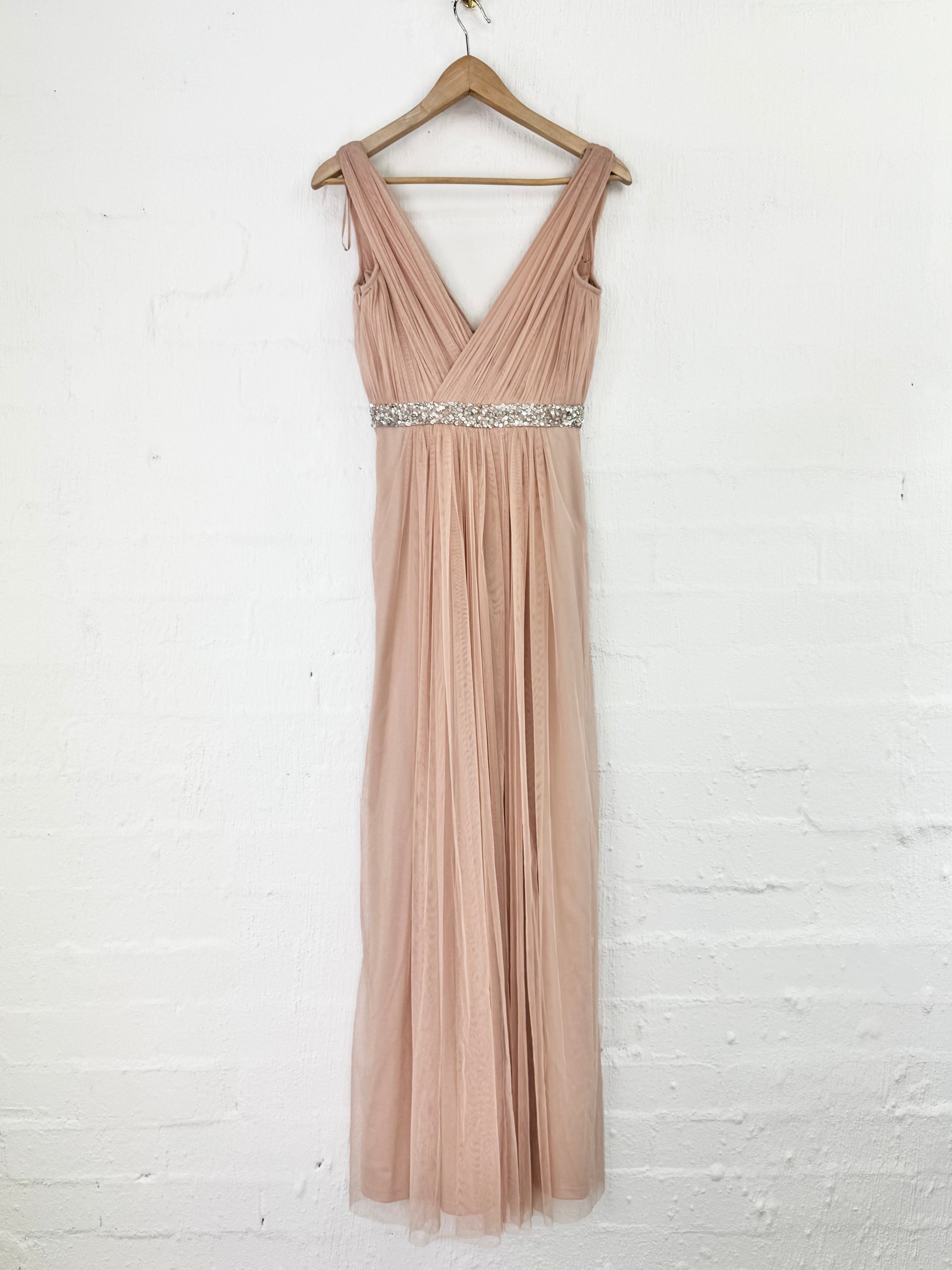 Monsoon Pastel Peach Bejewelled Gown - AU6