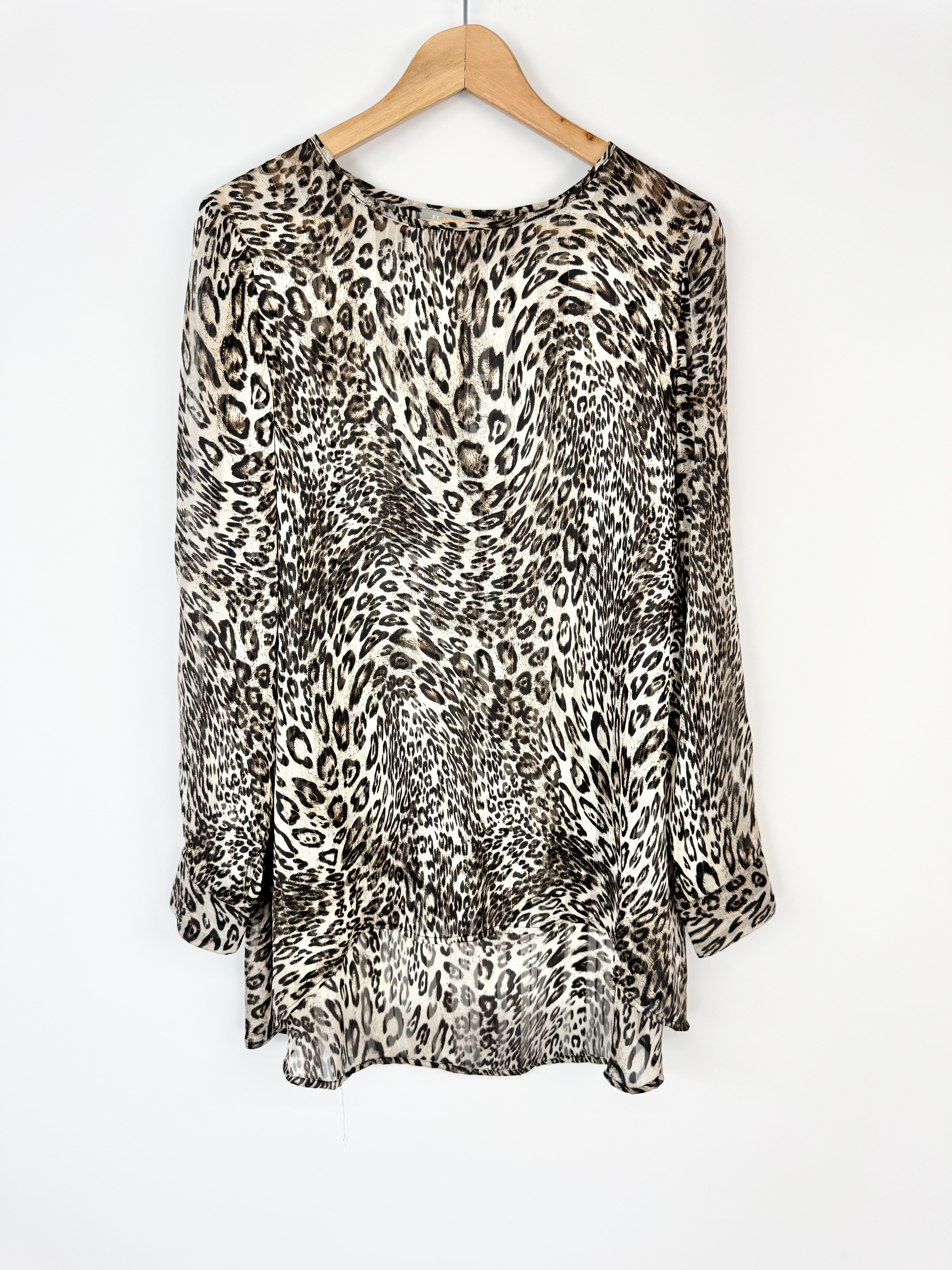 Feathers Black & Gold Leopard Print 'Gia' Blouse NWT - AU10/12