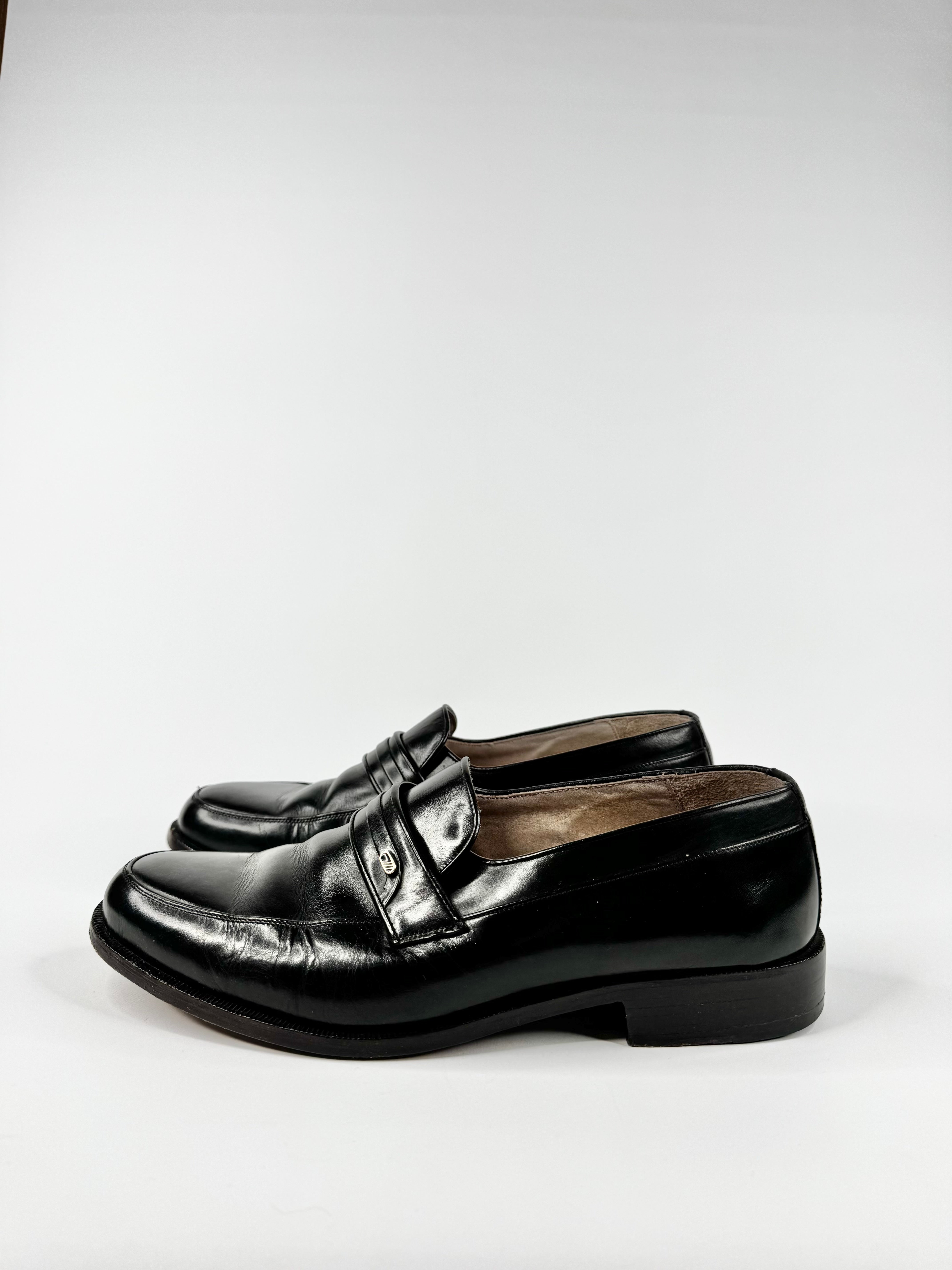 Vintage  Italian Made Black Leather Loafers - 7