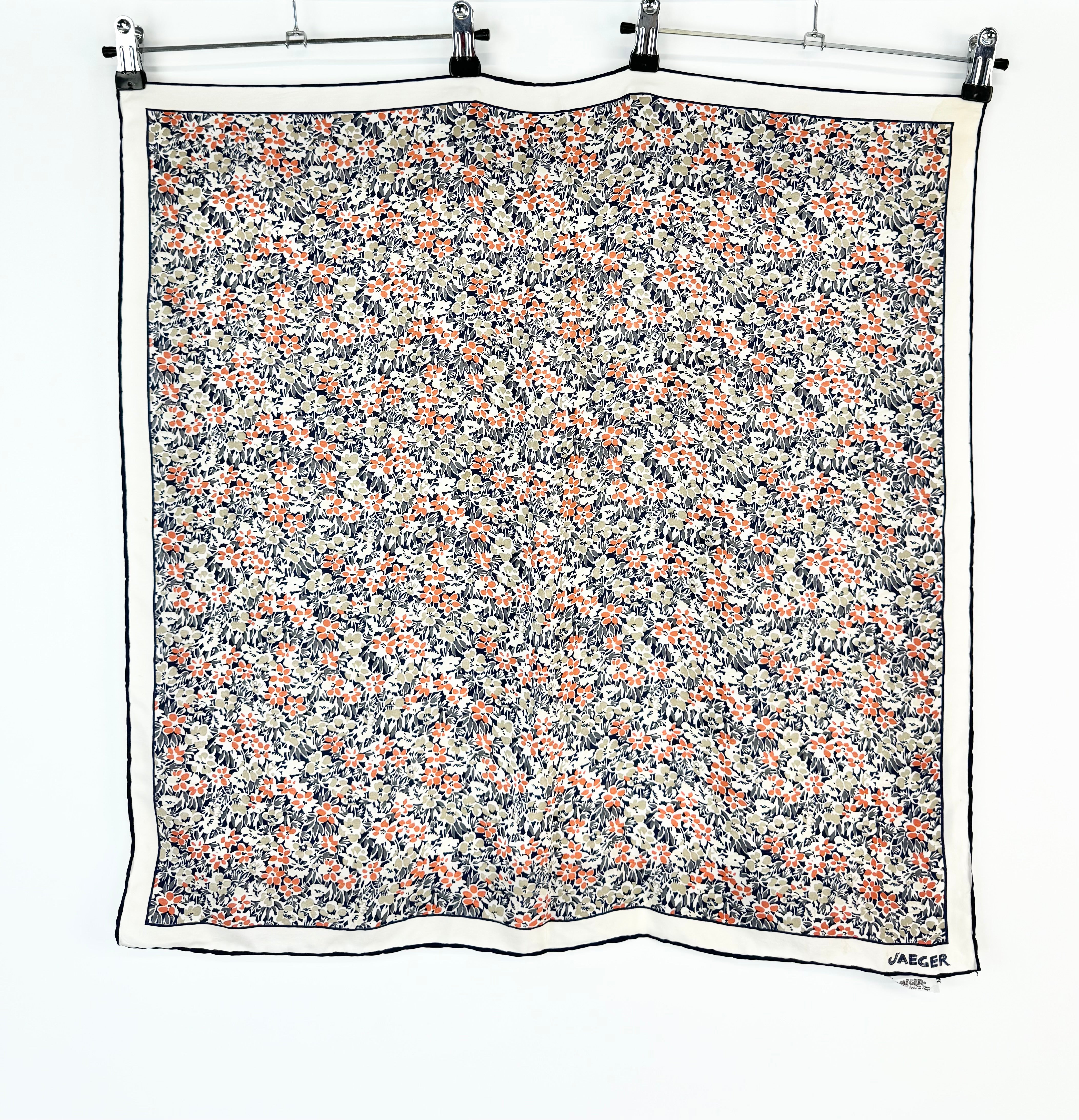 Vintage Jaeger London Microfloral Silk Scarf