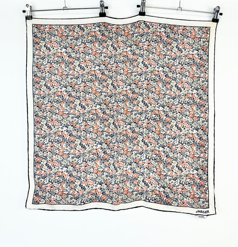 Vintage Jaeger London Microfloral Silk Scarf