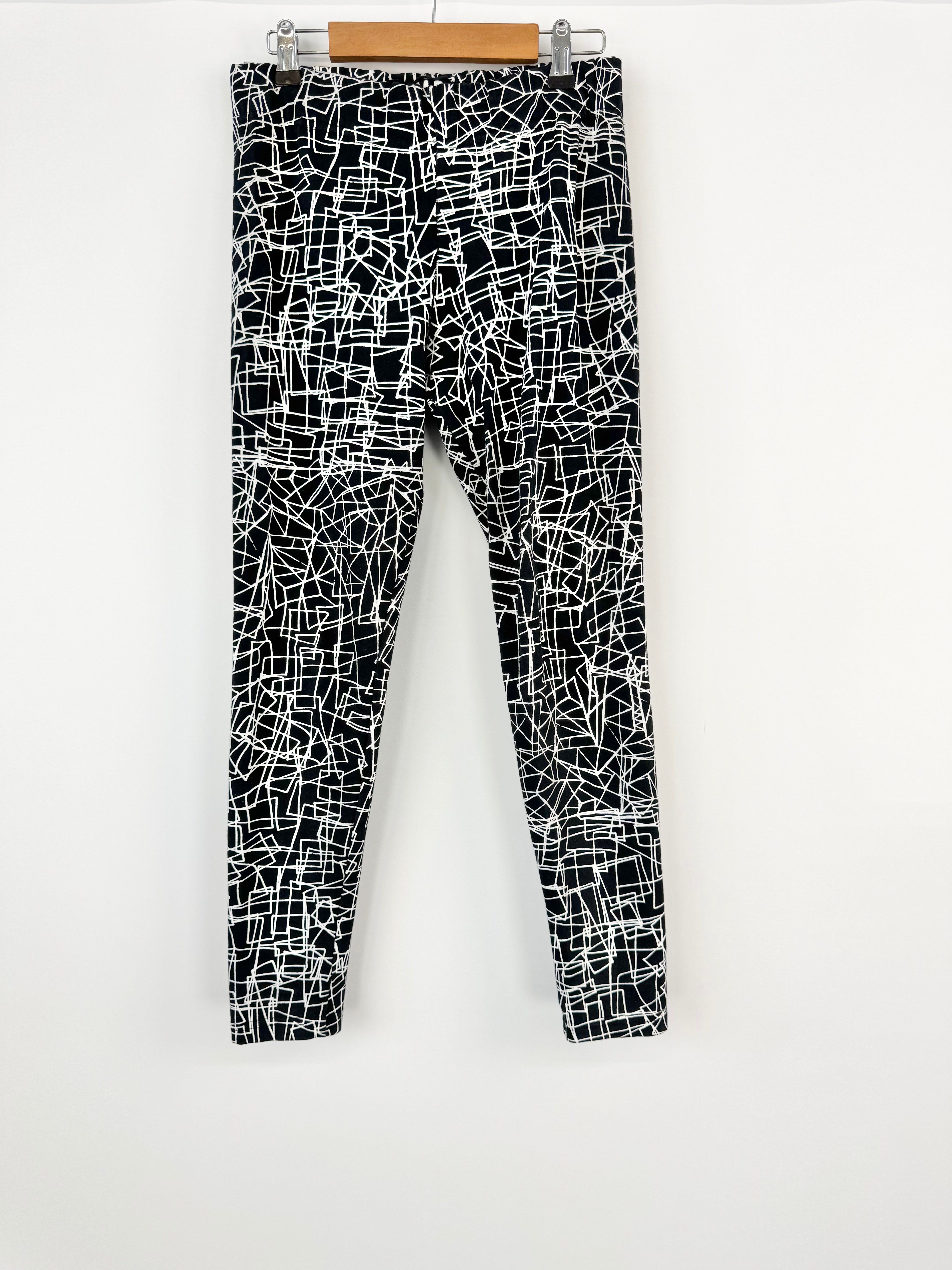 NMBQ Black & White Abstract Print Skinny Pants - AU10
