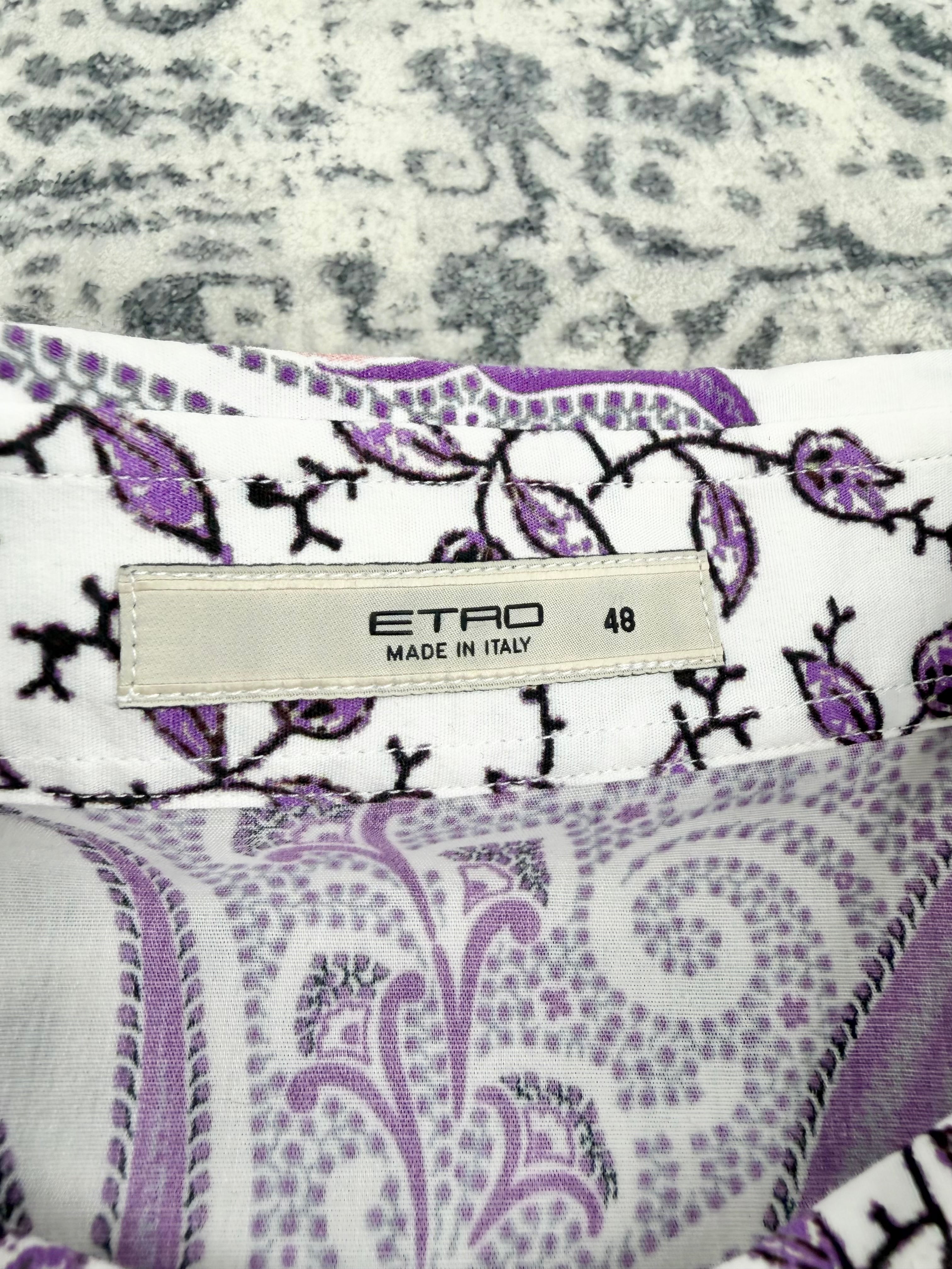 Etro White & Violet Paisley Pattern Shirt - 48