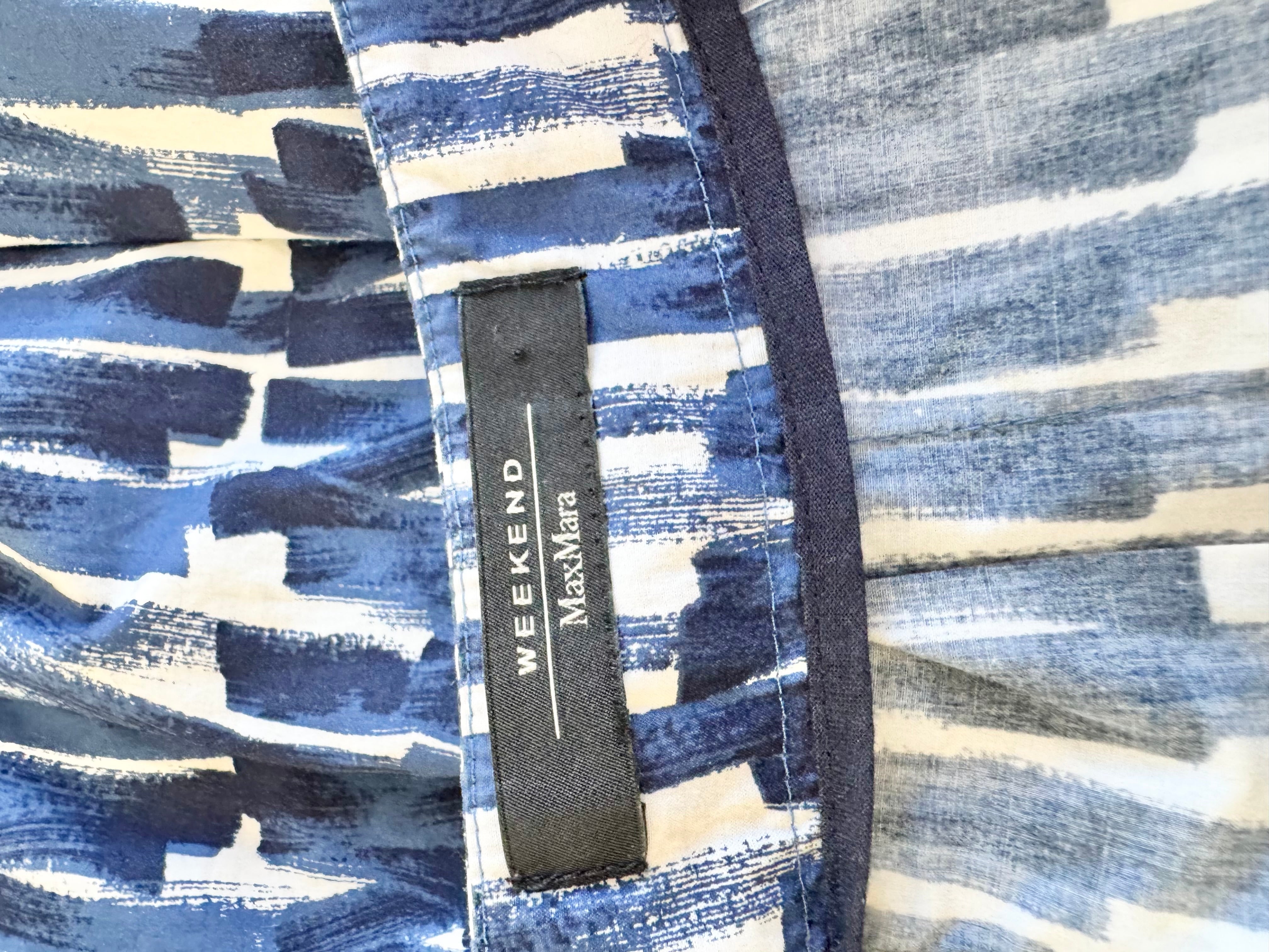 Max Mara Blue & White Patterned Pleated Skirt - AU10