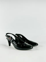 Hogl Black Patent Leather Sling Backs - EU37