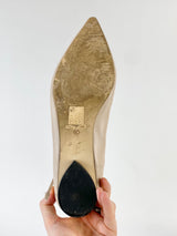 Senso Beige Pointed Toe Lace Up Ballet Flats - EU40