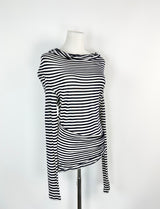Max Mara White & Blue Striped Sheer Stretchy Skivvy - AU10