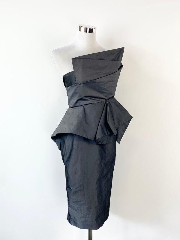 Carla Zampatti Slate Grey Strapless Dress - AU8
