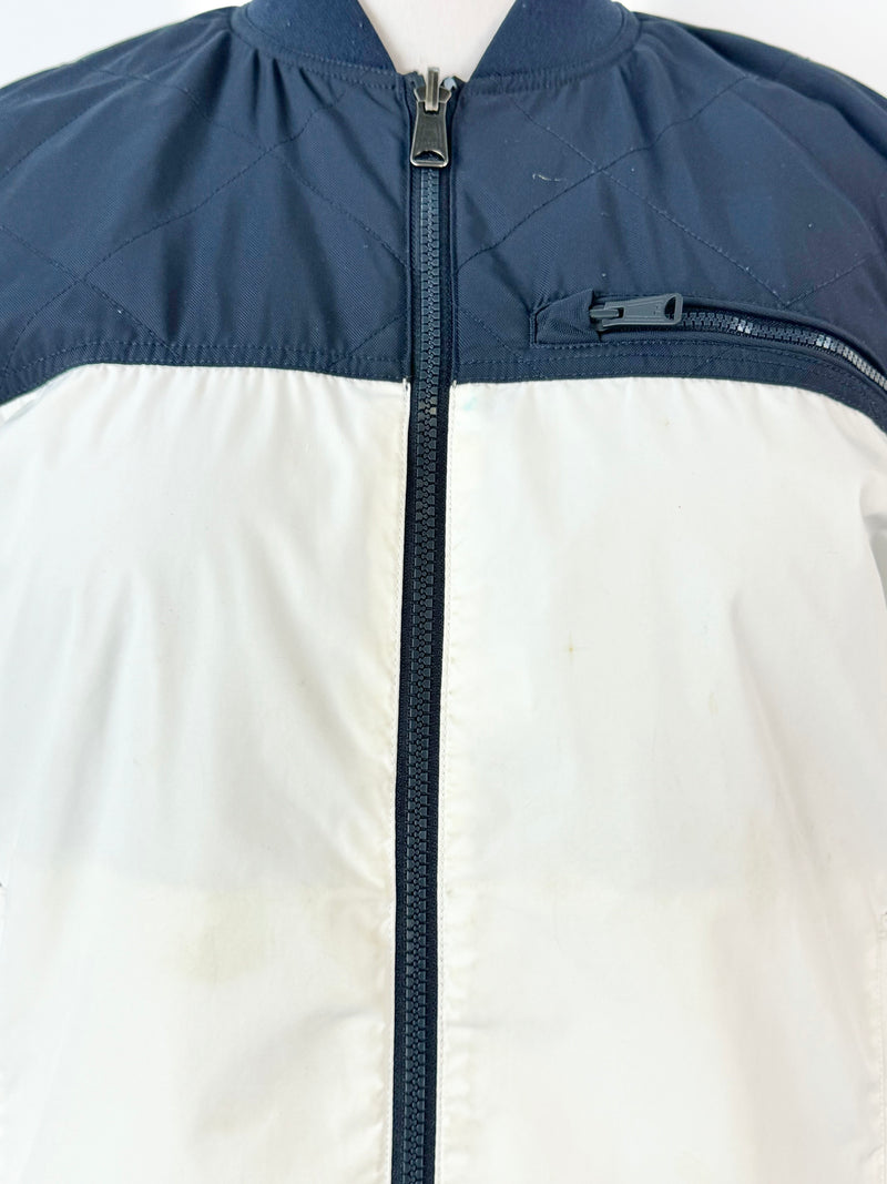 Tommy Hilfiger Blue & White Reversible Bomber Jacket - L