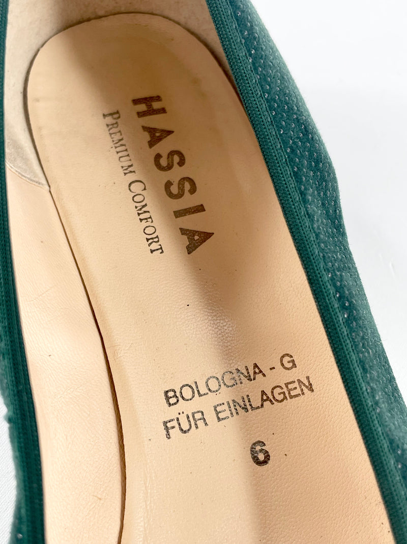 Hassia Forest Green Suede 'Bologna' Flats - EU39