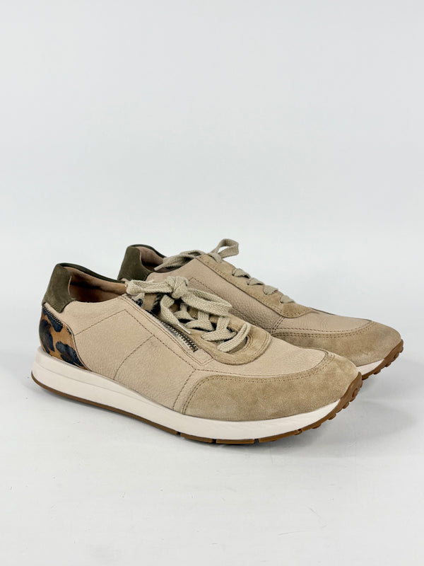 Paul Green Tan Suede & Animal-Print Sneakers - EU42