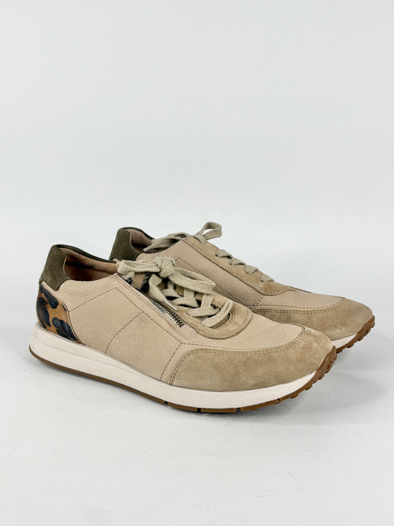 Paul Green Tan Suede & Animal-Print Sneakers - EU42