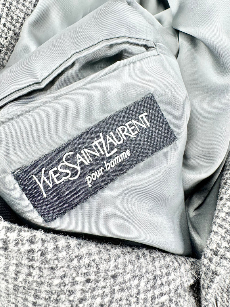 Vintage Yves Saint Laurent Pour Homme Grey Alpaca & Wool Blazer - 50