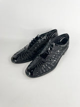 Robert Clergerie Patent Black Leather Mesh 'Jalatoe' Lace Ups - EU40.5