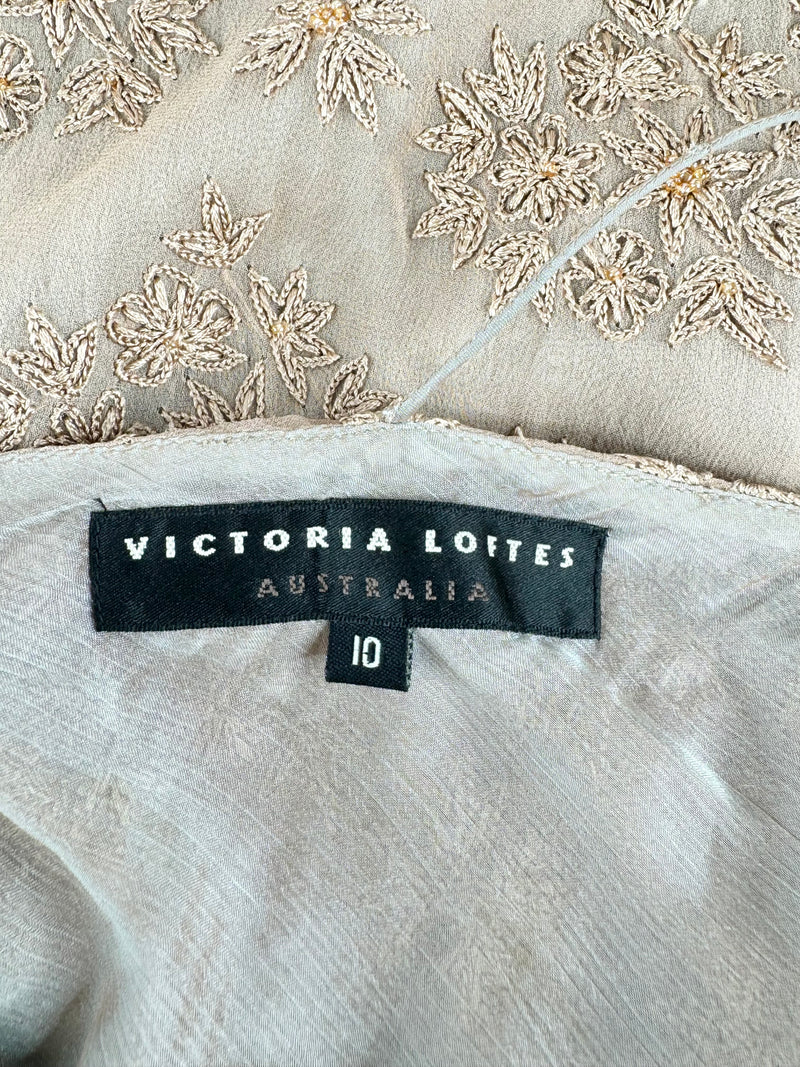 VIntage 90s Victoria Loftes Embroidered Slip Dress - AU10