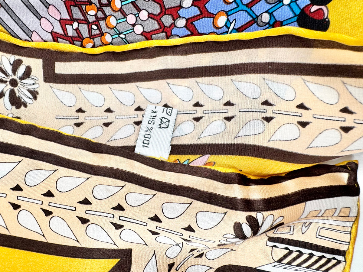 Yellow Silk Horse Patterned Scarf