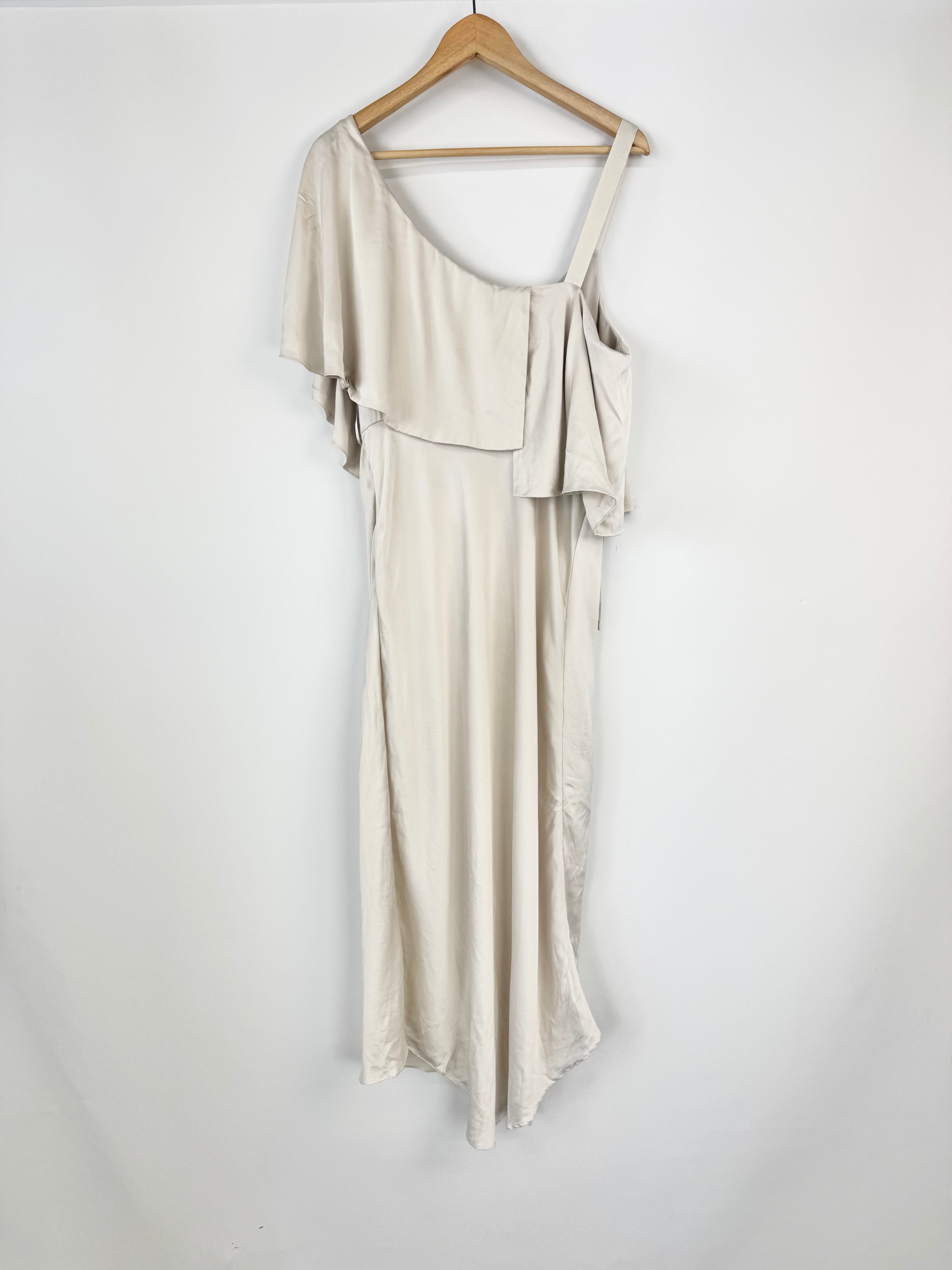 Luxe Deluxe Oyster Silk Frill Dress - AU12