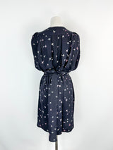 Isabel Marant Midnight Blue Bird Print Silk Dress - AU6/8