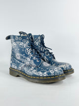 Dr. Martens Blue Leather Pascal 8-Eye Paisley Boots - EU43