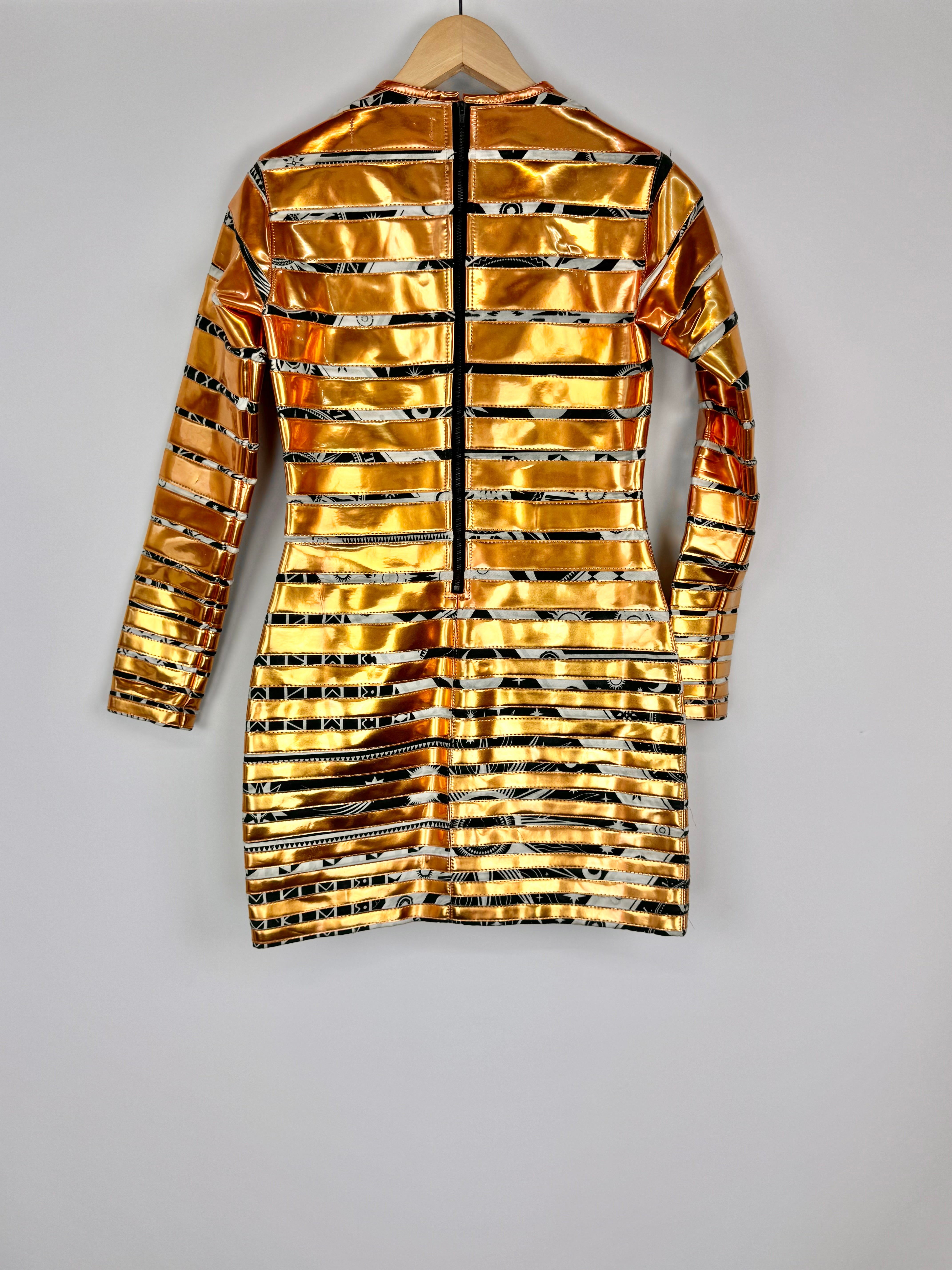 KTZ Gold Striped Bodycon Dress - AU6/8