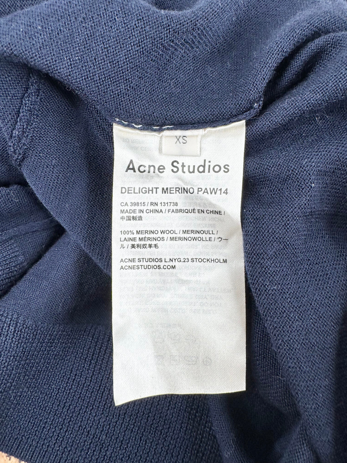 Acne Studios Navy 'Merino Delight' Skivvy - AU6/8