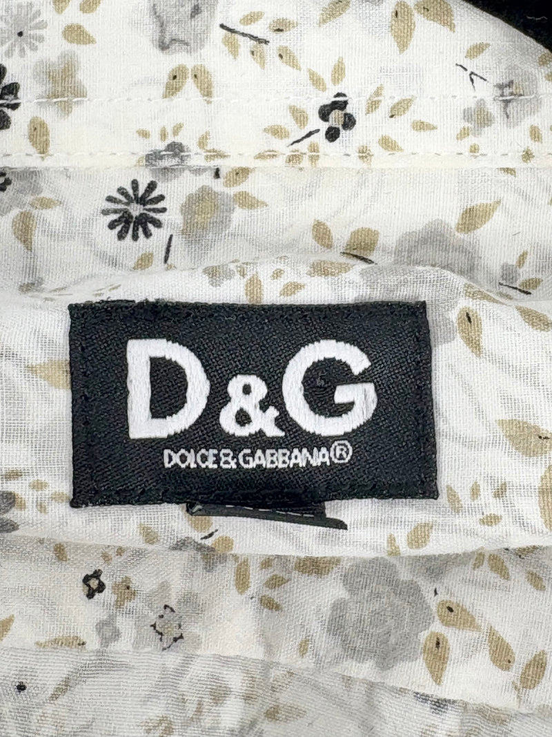D&G Dolce & Gabbana White Micro-Floral Cotton Shirt - XXL