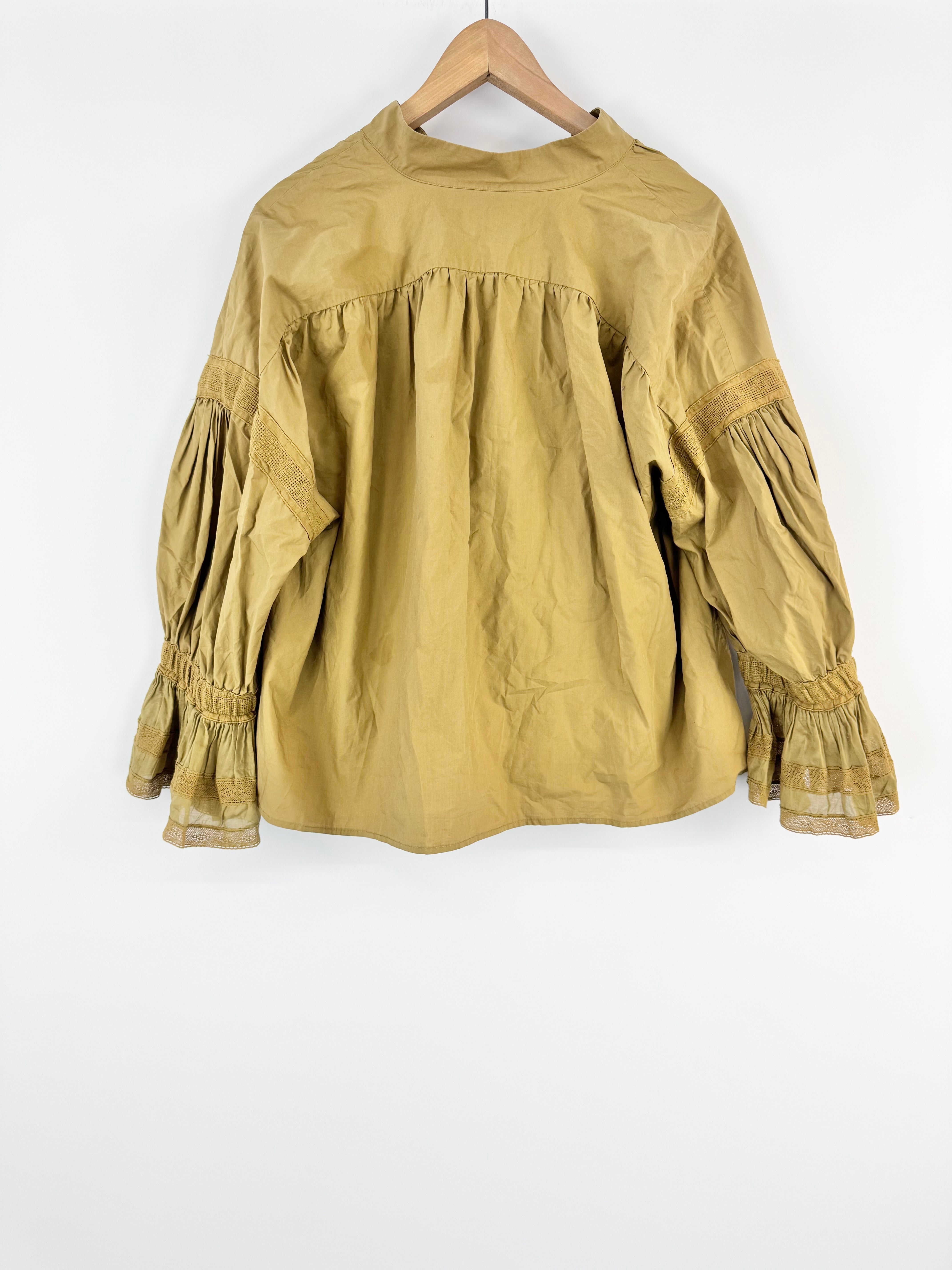 By Malene Birger Khaki Puff Sleave 'Byronia' Blouse - AU10