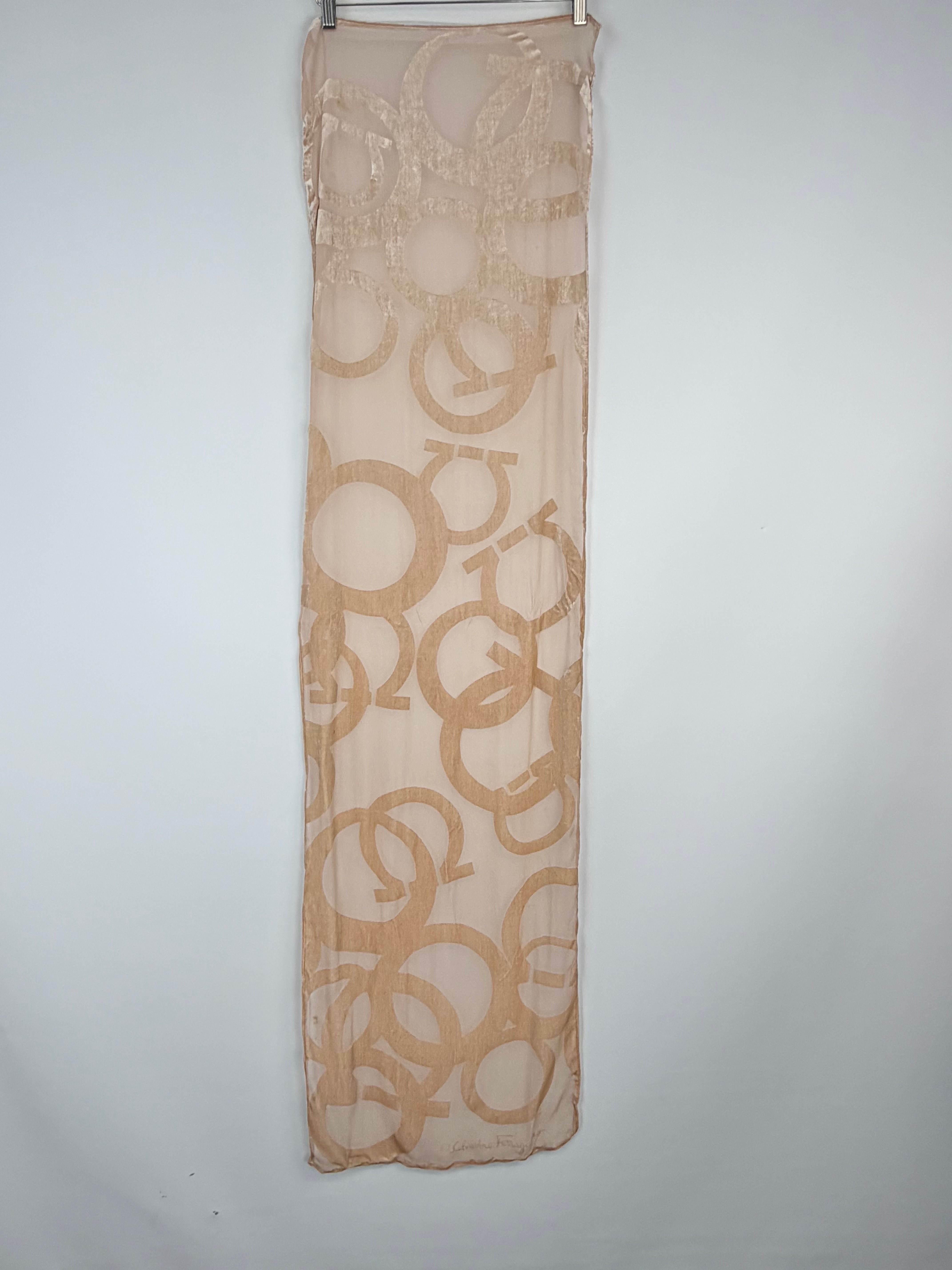 Salvatore Ferragamo Peach Burnt Velvet Scarf