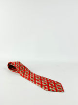 Christian Dior Deep Red Patterned Silk Tie