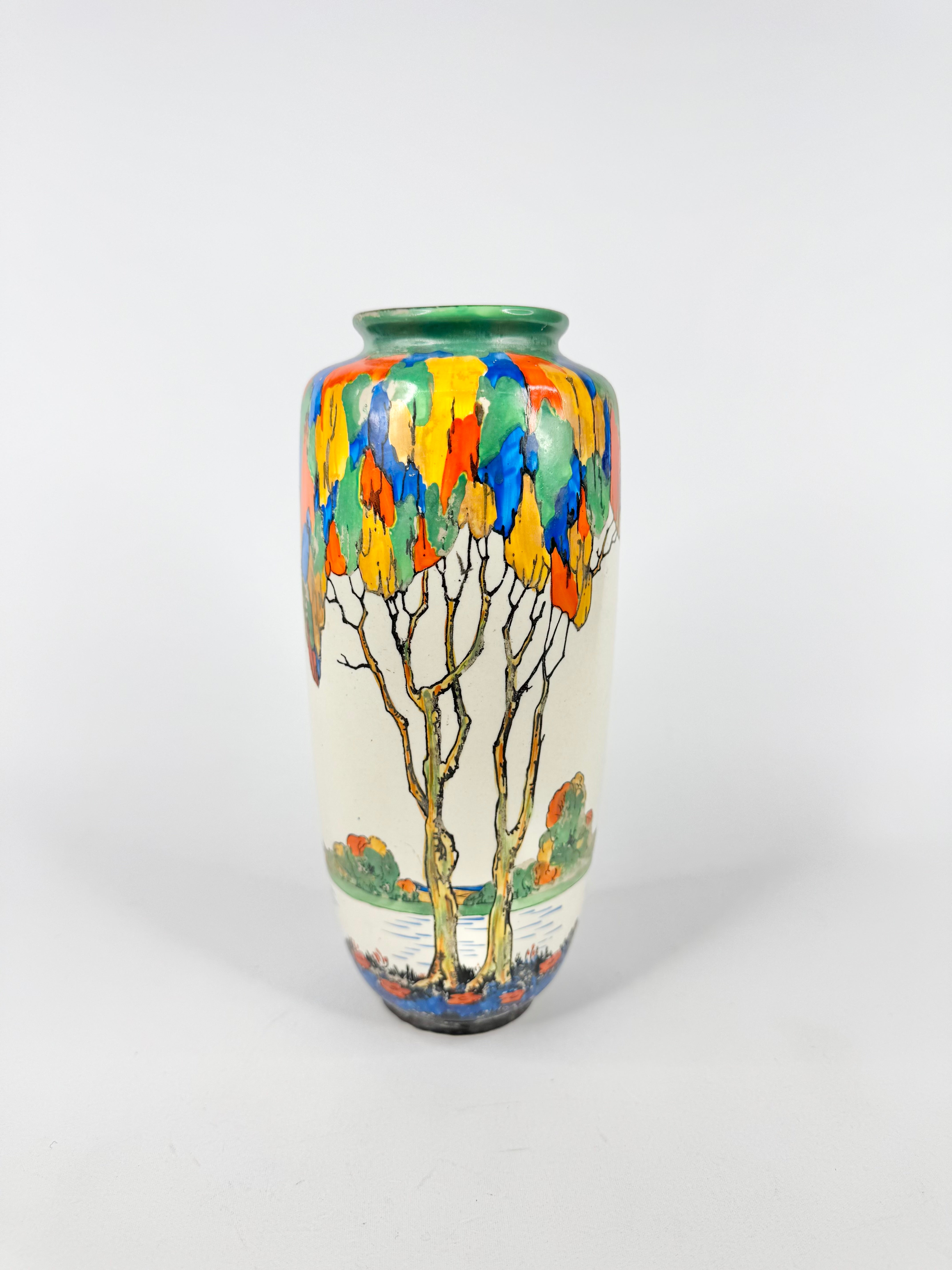 Vintage Crown Ducal Art Deco Hand Painted Tree Vase