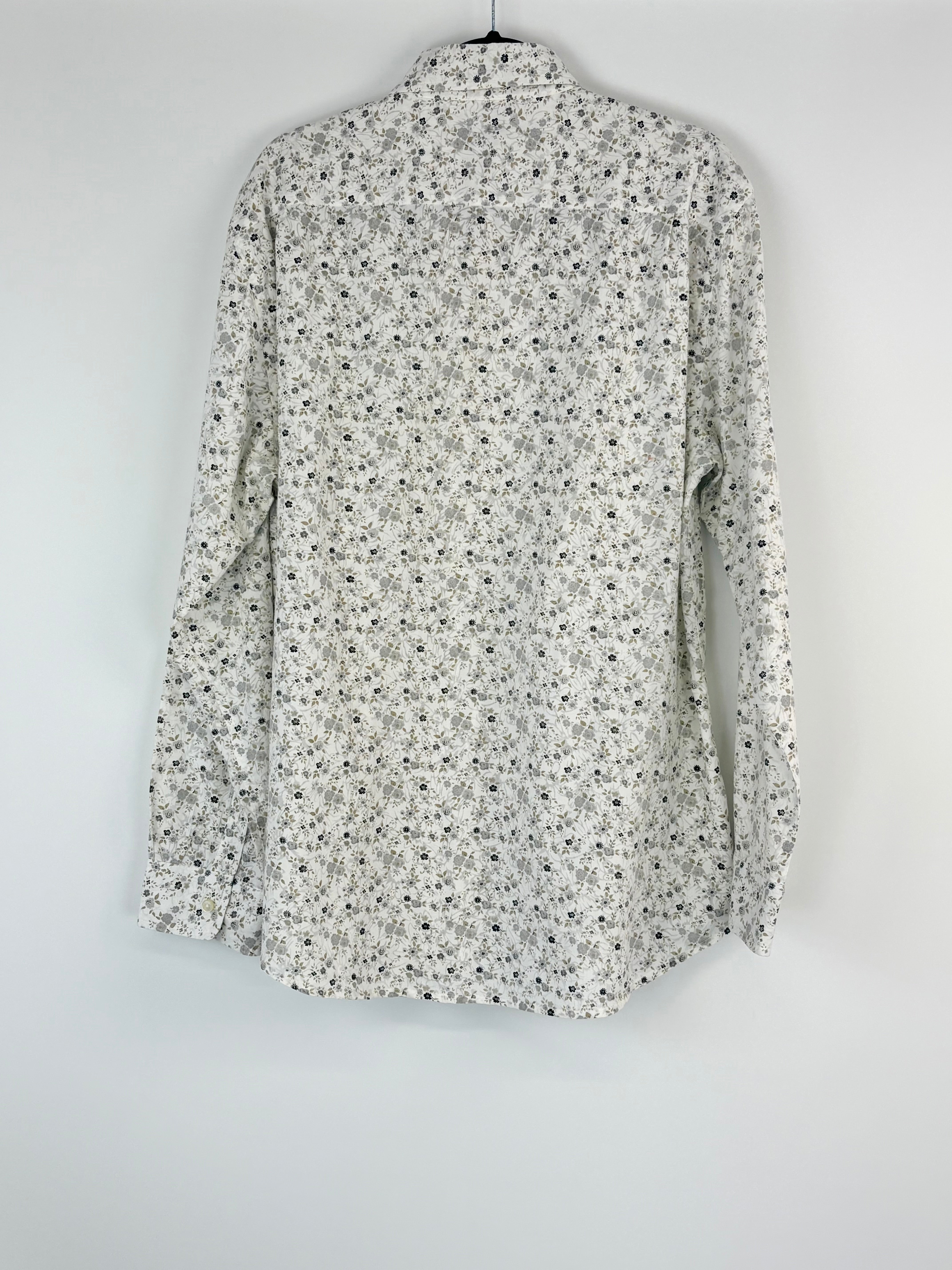 D&G Dolce & Gabbana White Micro-Floral Cotton Shirt - XXL
