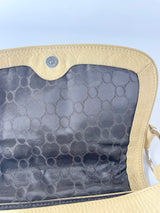 Oroton Champagne Leather Perforated Handbag