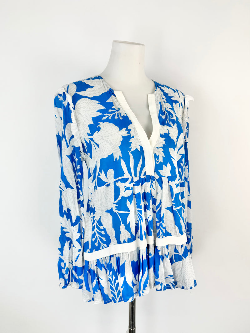 Once / Was Blue & White Floral Blouse - AU6/8