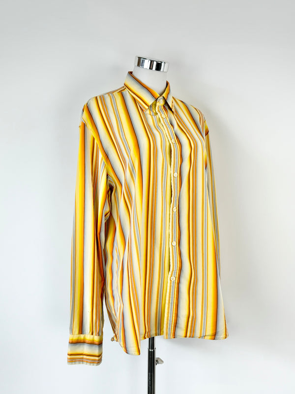 Kenzo Homme Yellow & Orange Striped Slim Fit Shirt - 41