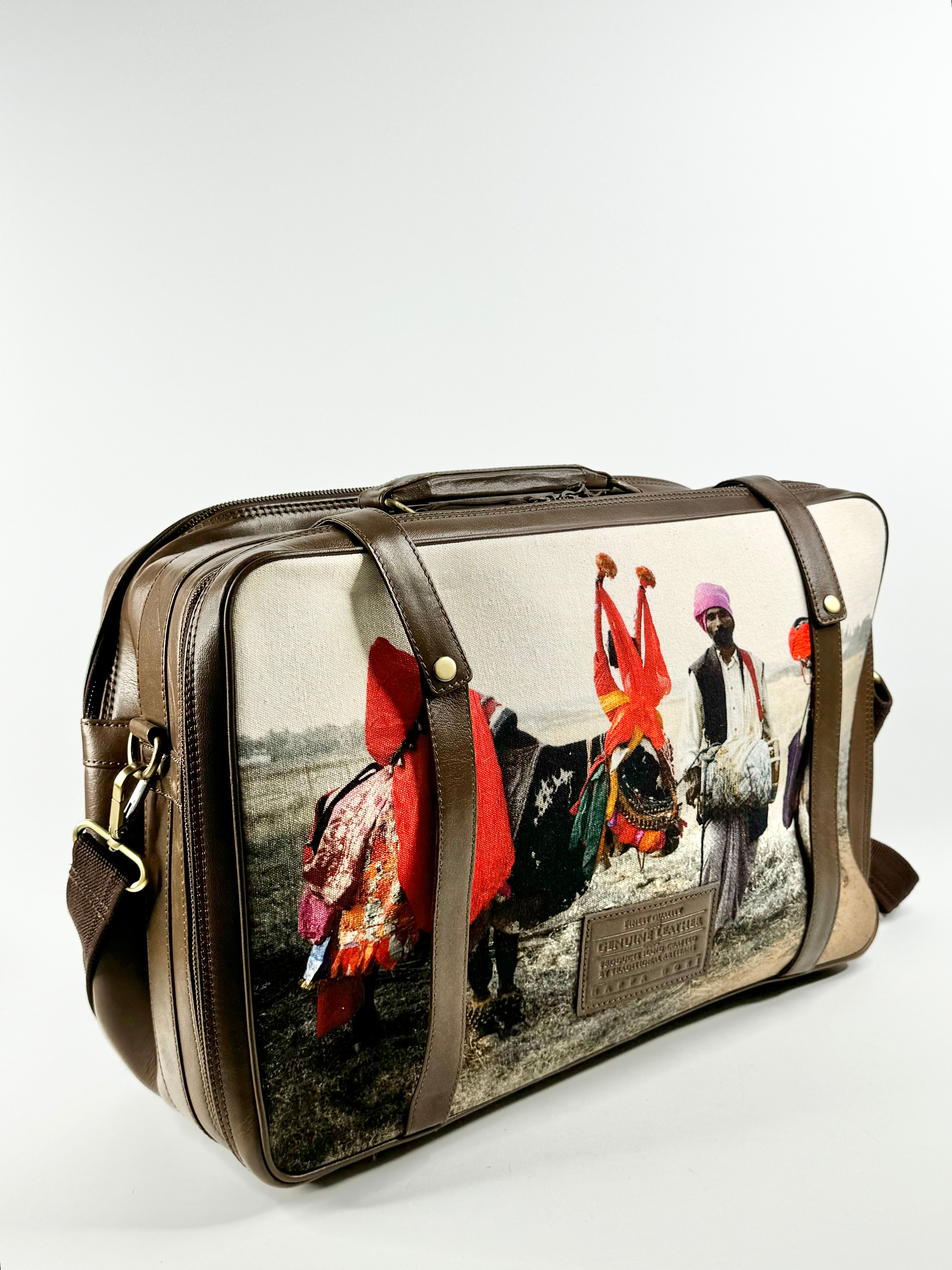 Nappa Dori Leather & Fabric Photograph Large Briefcase