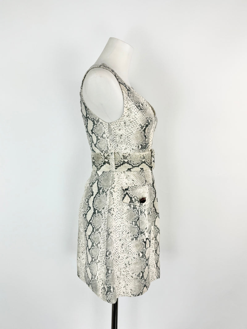 Zimmermann Grey Snakeskin Belted Mini Dress - AU6