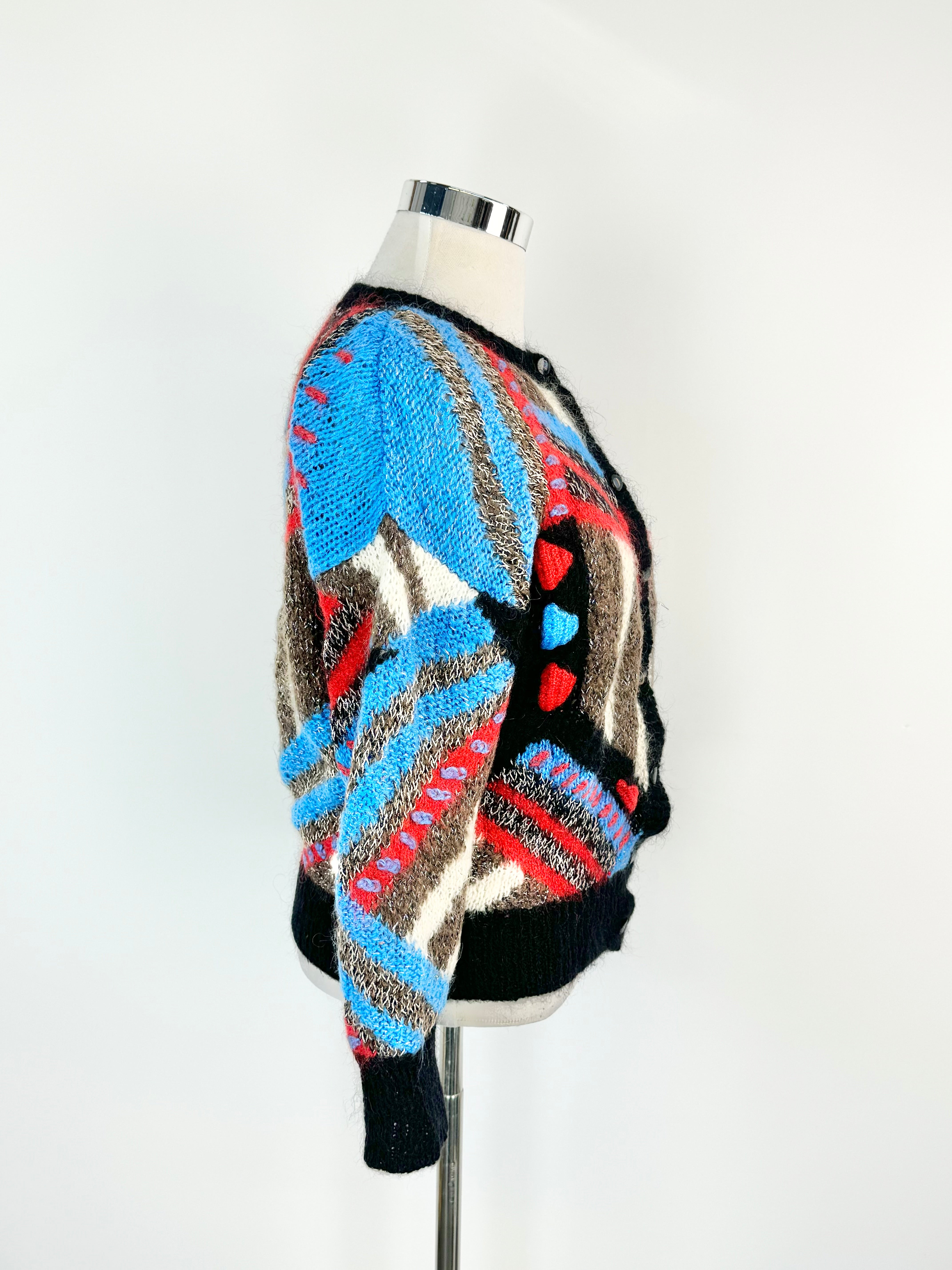 Hand Knit Multicolour Fluffy Cardigan