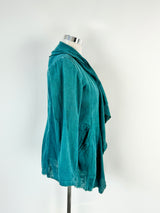 Comma Dark Teal Linen & Cotton Waterfall Cardigan