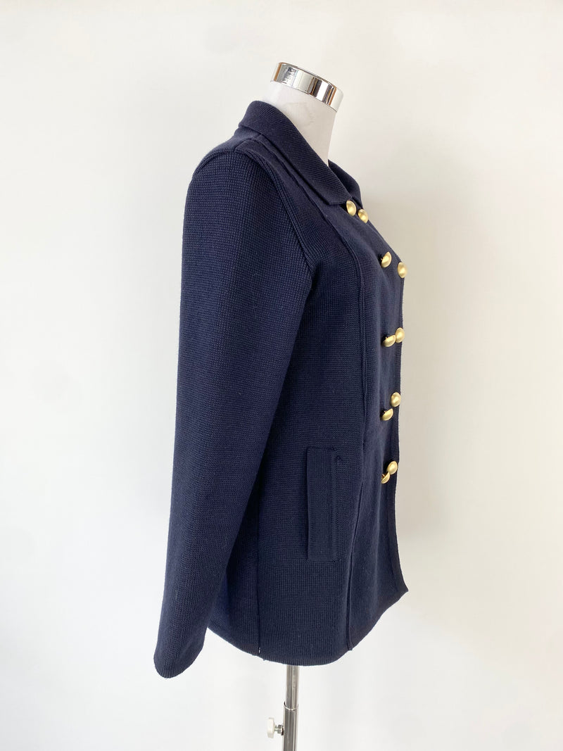 Carine Midnight Blue Wool Double Breasted Wool Coat - AU10