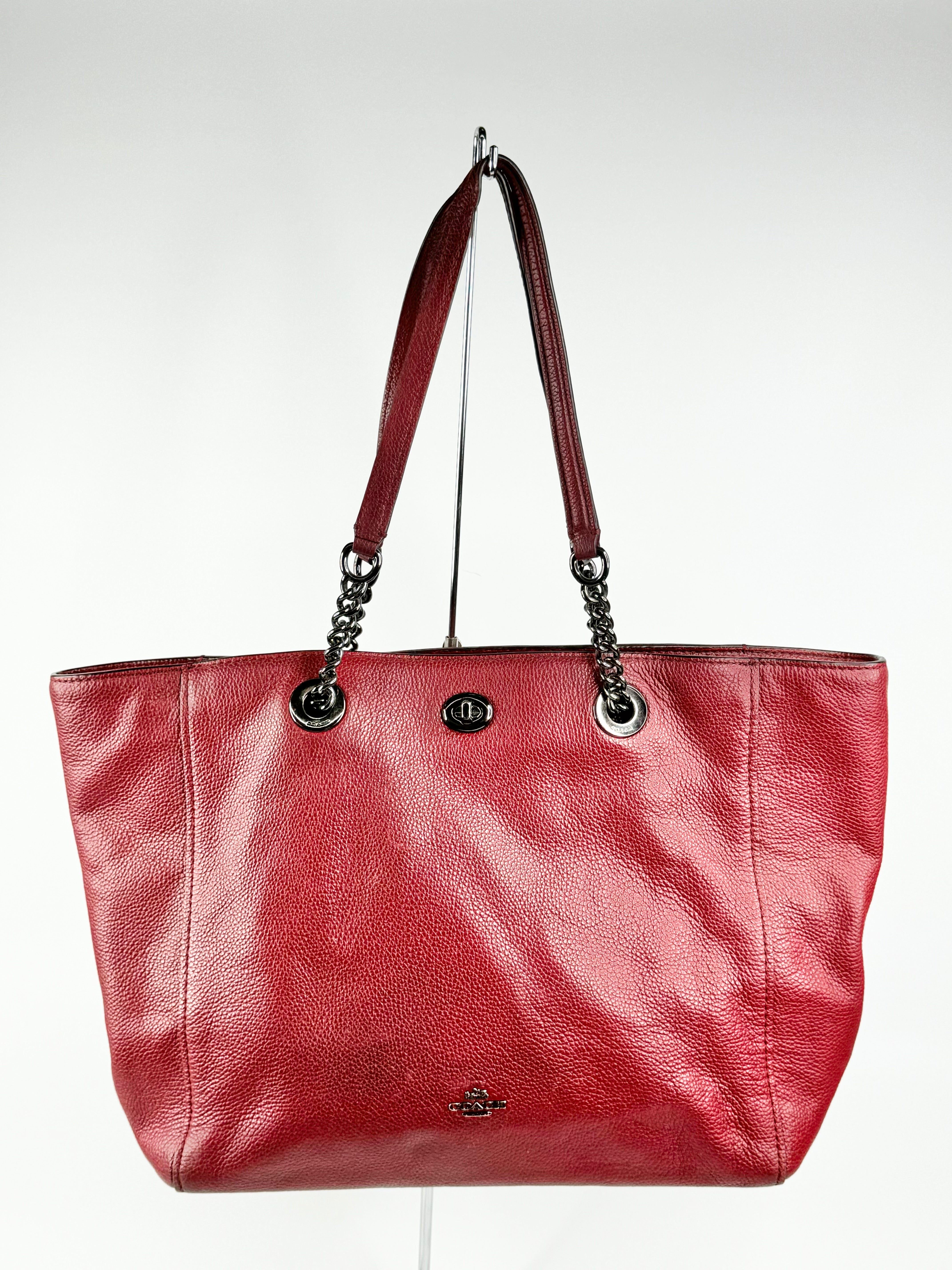 Coach Oxblood Grained Leather Tote