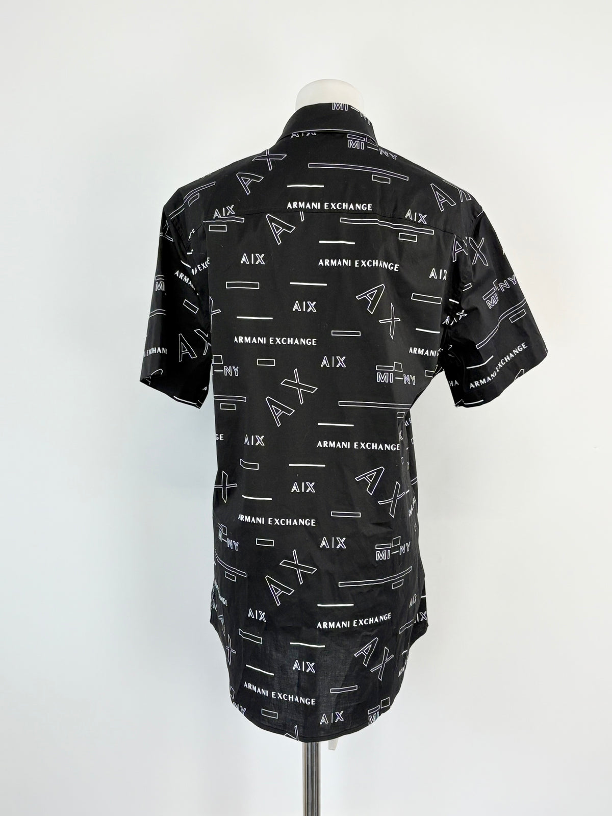 Armani Exchange Black Logo-Print Short Sleeve Shirt - M