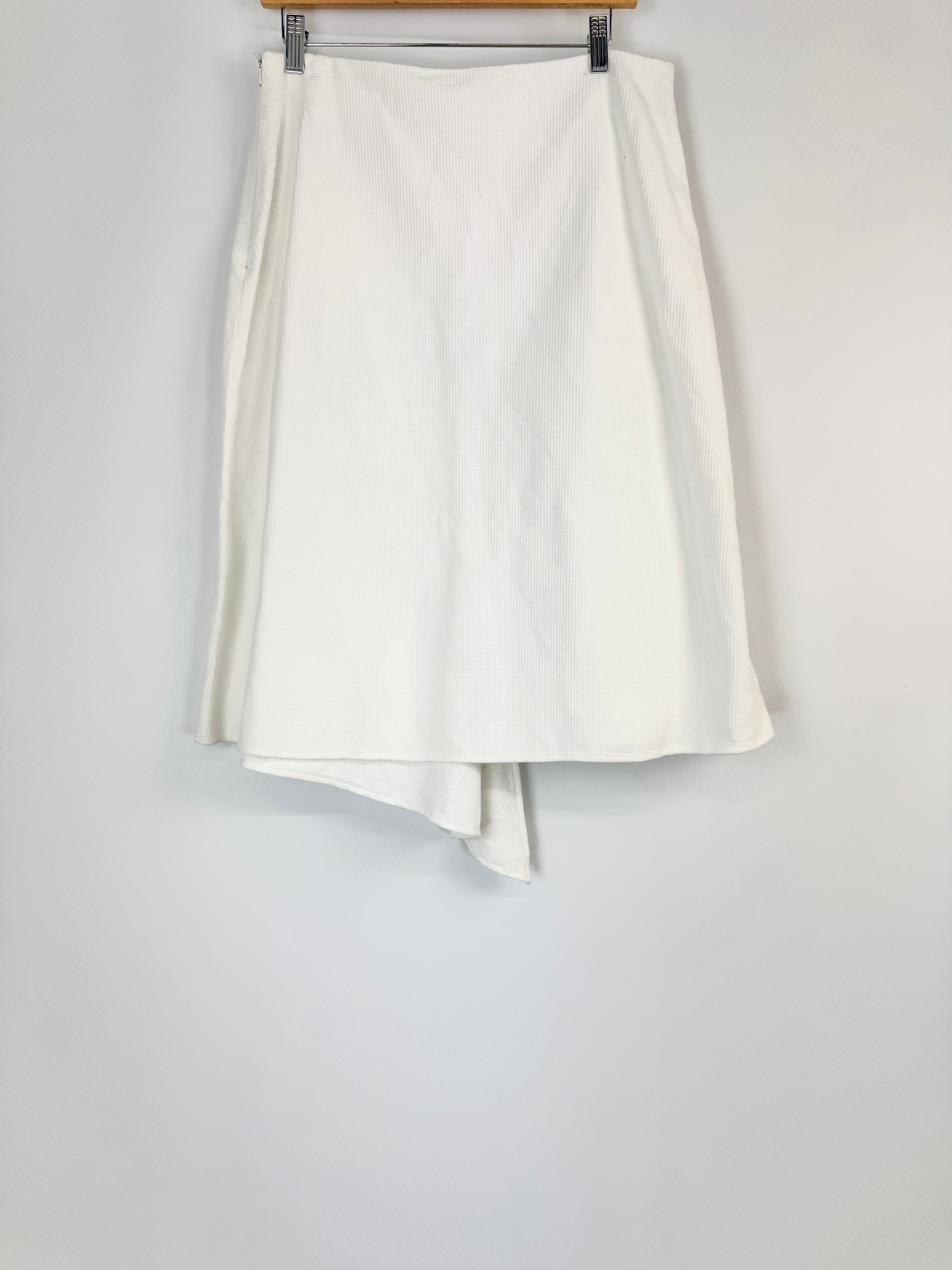 Carla Zampatti Cream Cotton Waffle Asymmetric Skirt - AU12