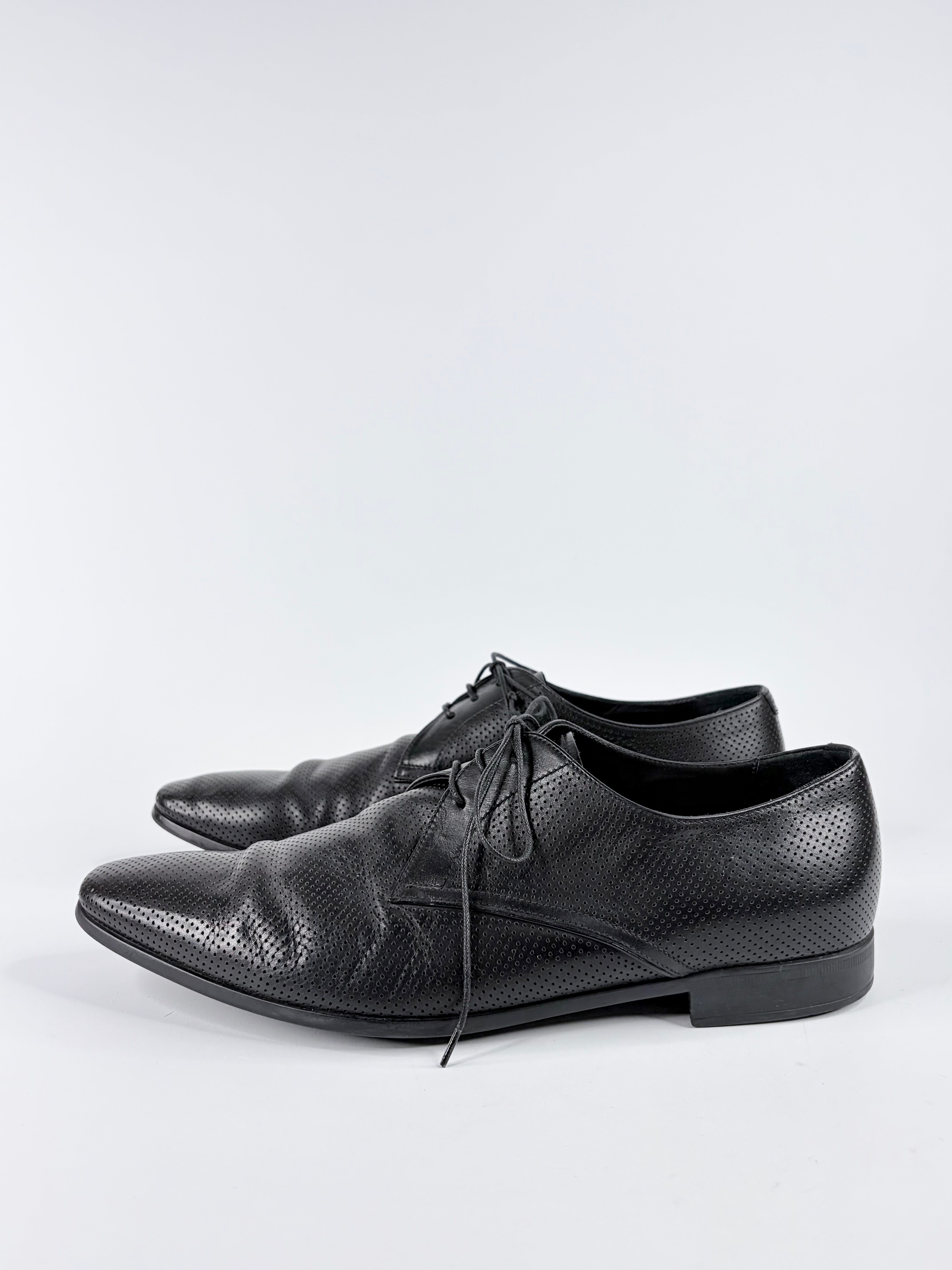 Giorgio Armani Black Pinhole Cut Leather Dress Shoes - EU43