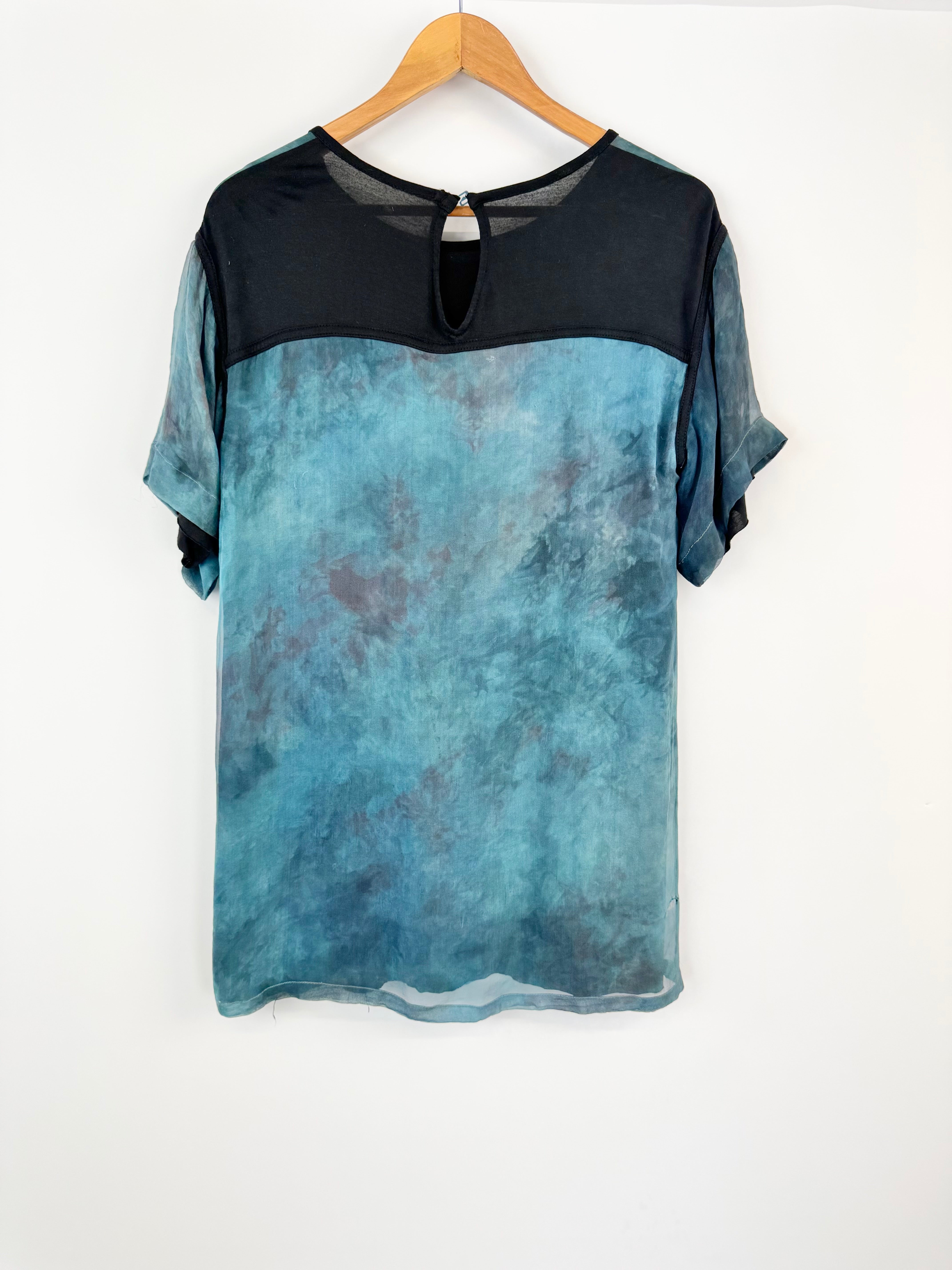 Scanlan Theodore Teal Tie Dye Silk Top - AU10