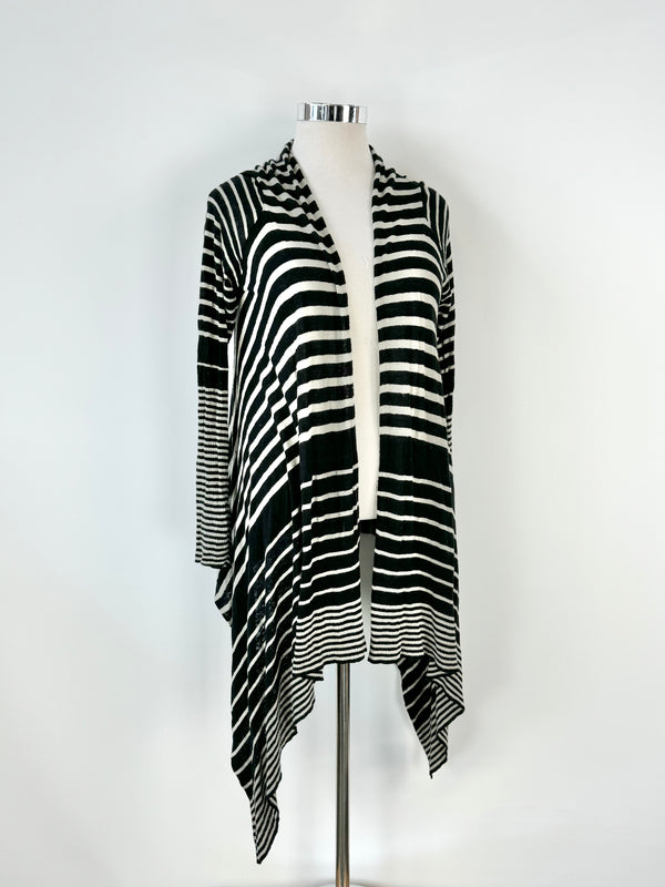 Day Birger et Mikkelsen Grey & Black Striped Linen Blend Waterfall Cardigan - AU10