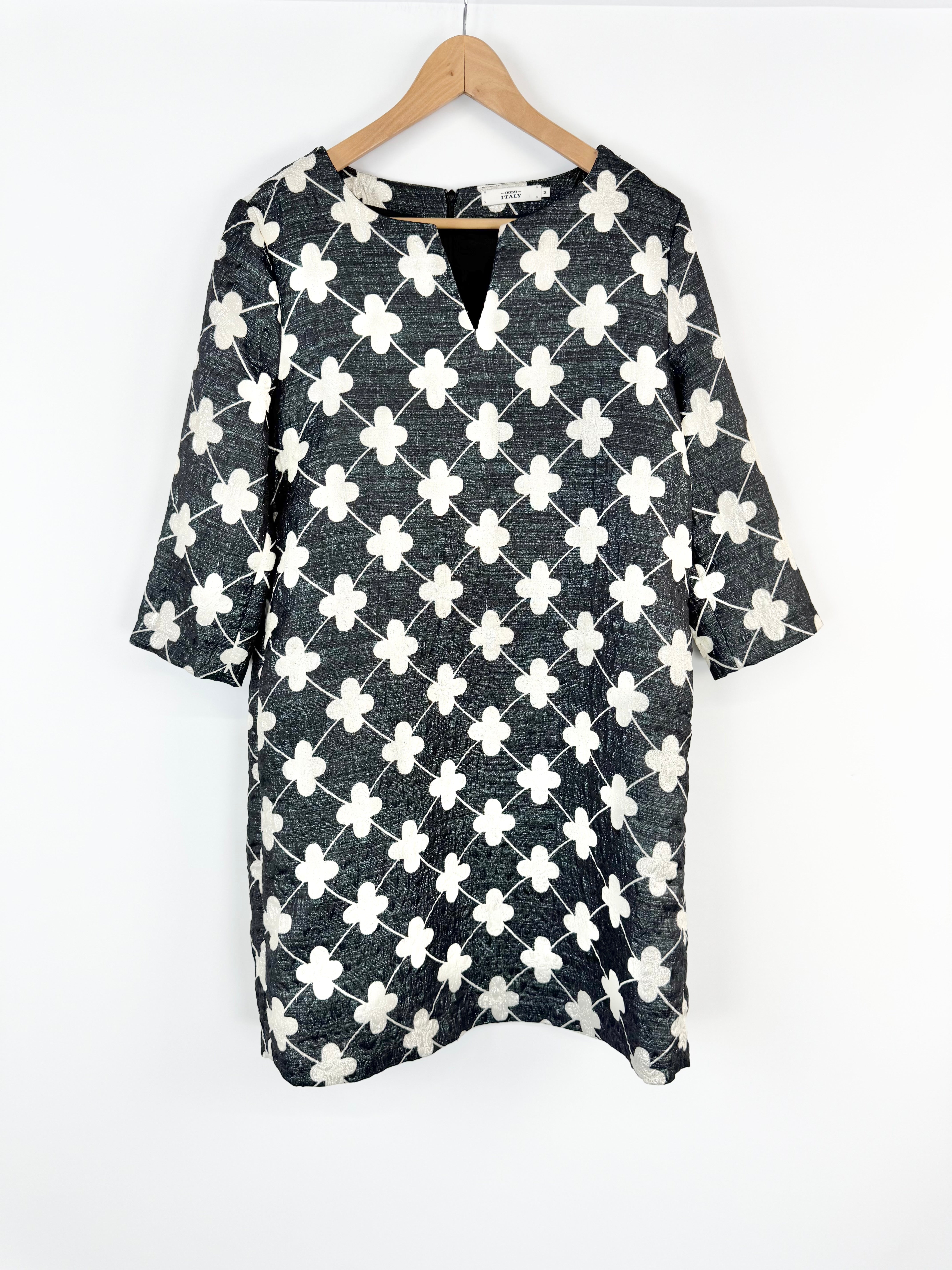 0039 Italy Metallic Dark Green & Cream Dress - AU10/12