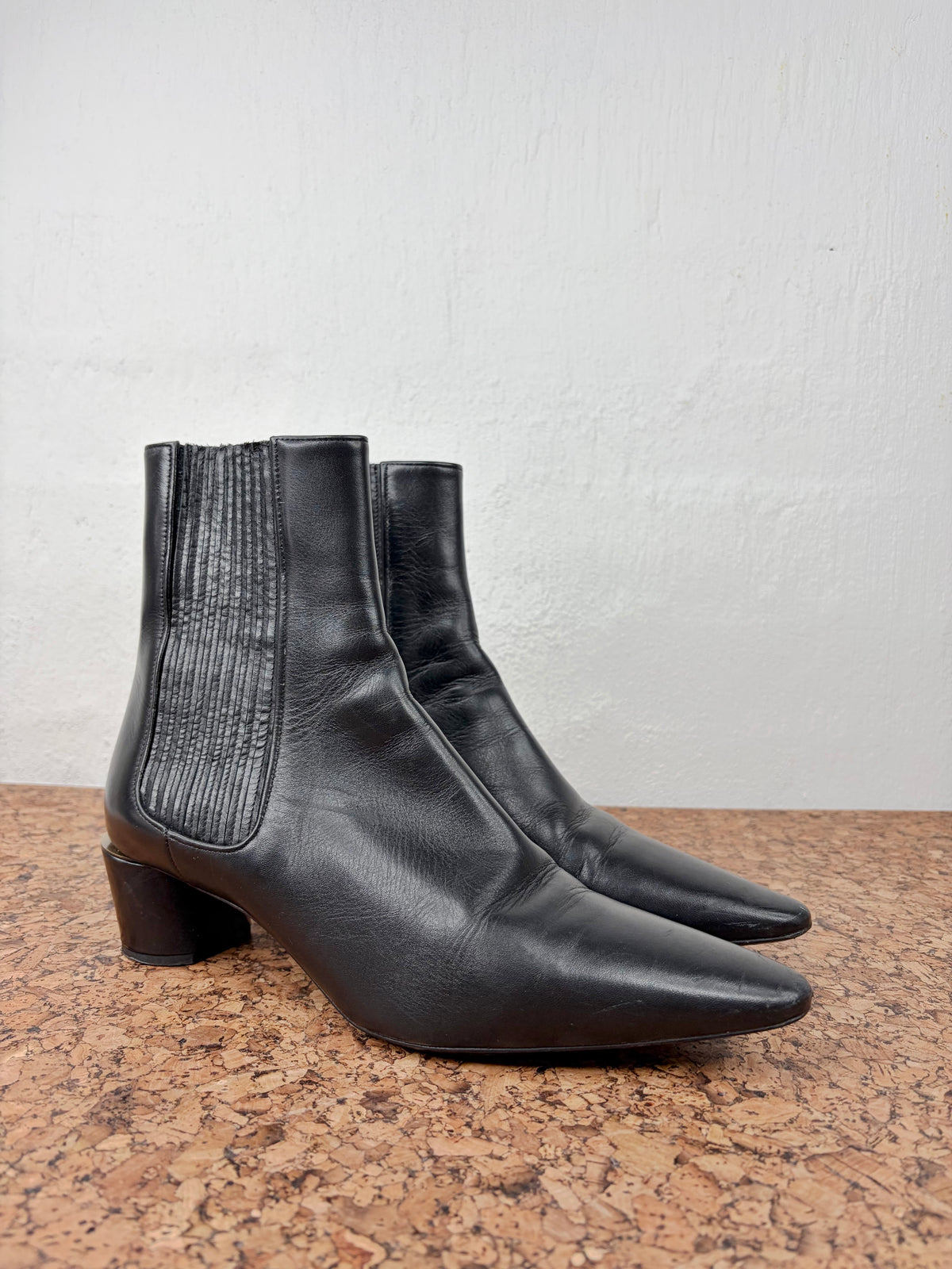 Jil Sander Navy Black Pointed Toe Boots - EU41