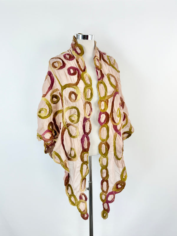 Charlotte Simmonds Dusty Rose Silk & Felt Scarf
